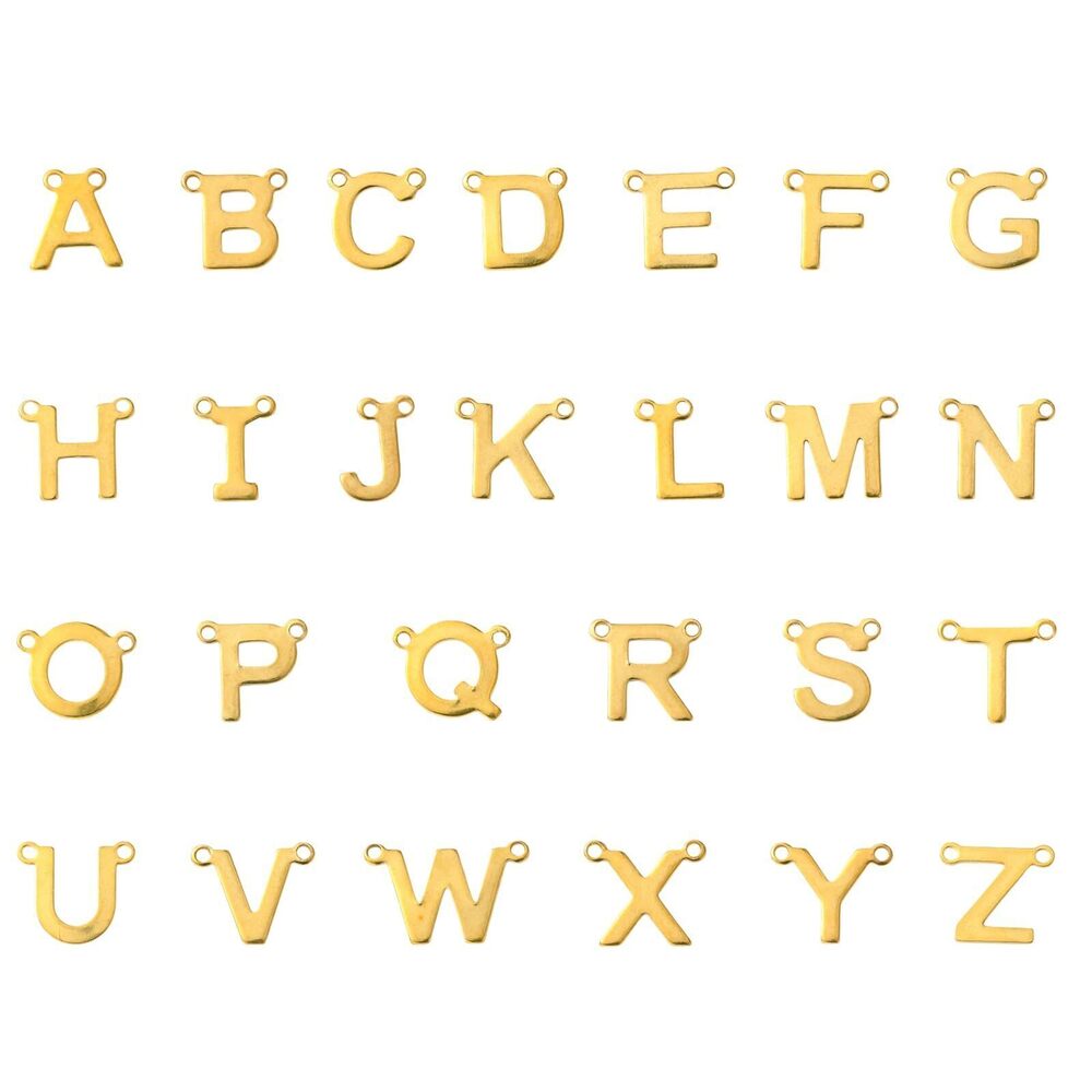 2729 52 pcs 26 Styles Golden Color Letter A~Z Link Charms Alphabet Initial
